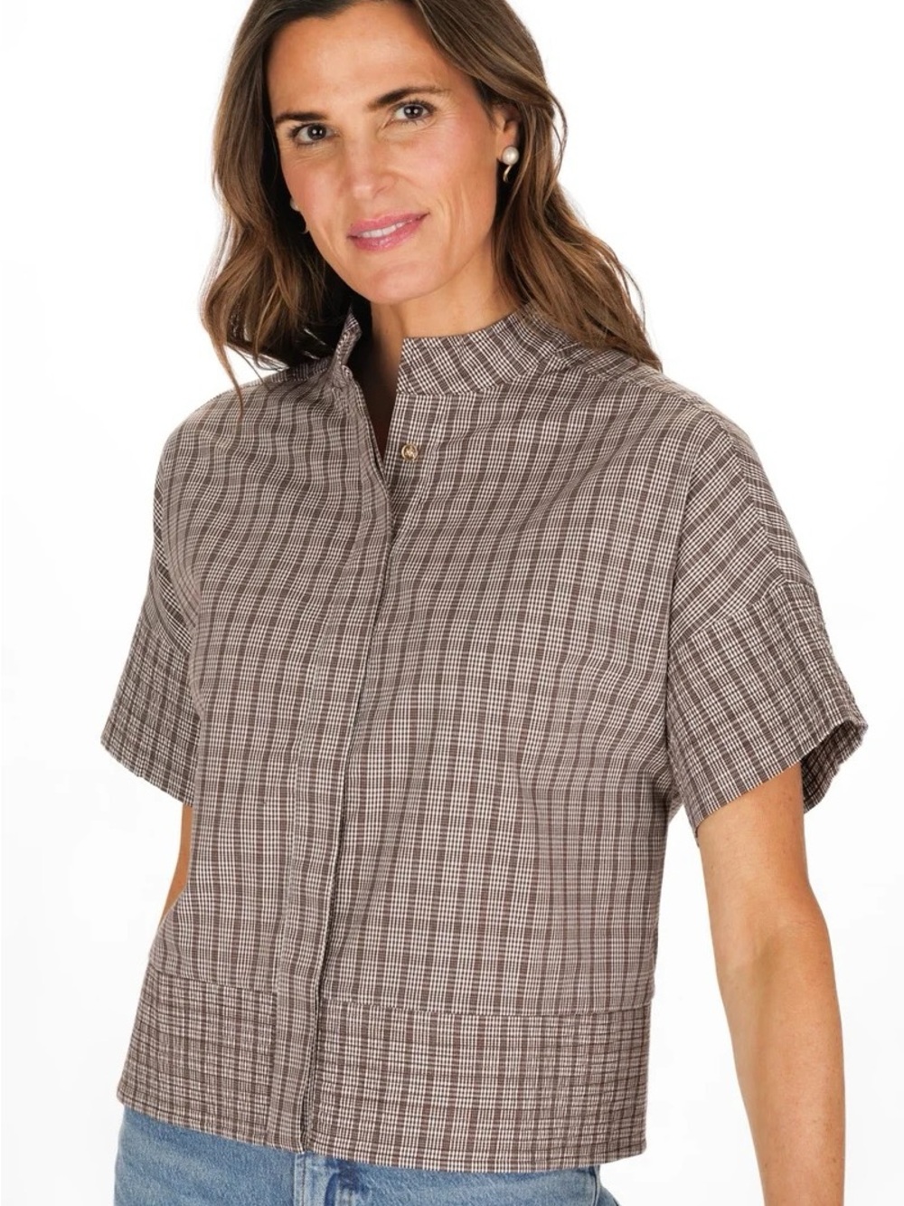 Avalon Top in Brown Check